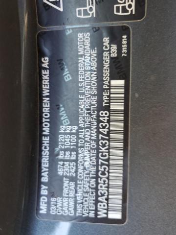 WBA3R5C57GK374348 - 2016 BMW 435 XI CHARCOAL photo 12