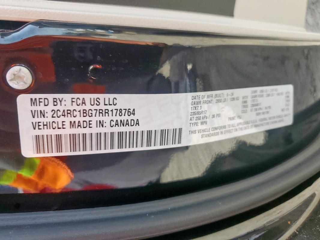 2C4RC1BG7RR178764 - 2024 CHRYSLER PACIFICA TOURING L BLACK photo 14