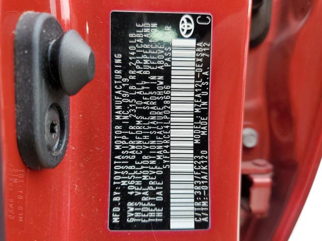 5YFP4RCE4LP028666 - 2020 TOYOTA COROLLA SE RED photo 12