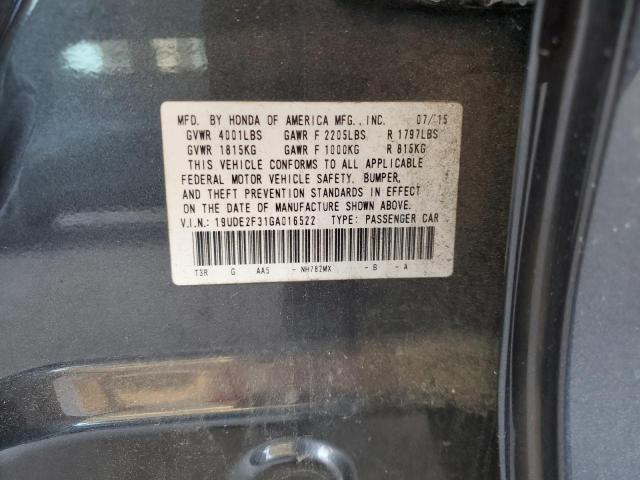 19UDE2F31GA016522 - 2016 ACURA ILX BASE WATCH PLUS GRAY photo 12