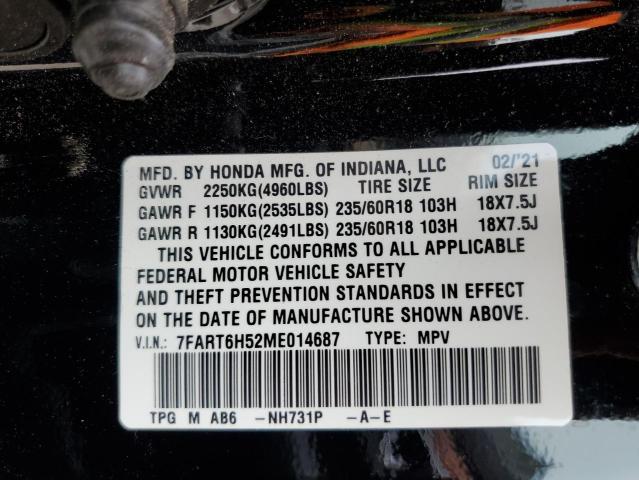 7FART6H52ME014687 - 2021 HONDA CR-V EX BLACK photo 12