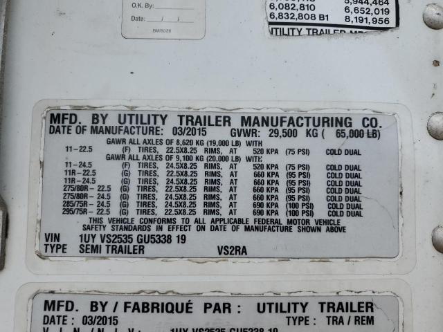 1UYVS2535GU533819 - 2016 UTILITY TRAILER თეთრი ფოტო 10