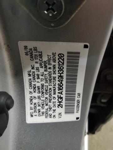 2HGFA16649H361220 - 2009 HONDA CIVIC LX-S 银色 照片 12