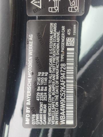 WBA4W9C52KAF94728 - 2019 BMW 440XI BLACK photo 12