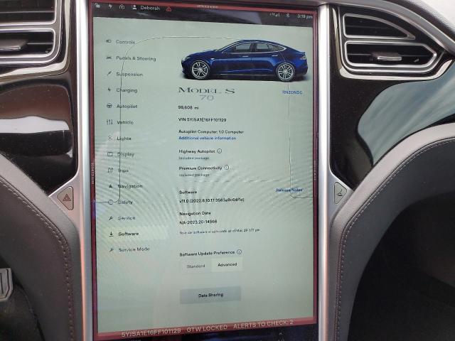 5YJSA1E16FF101129 - 2015 TESLA MODEL S ლურჯი ფოტო 9