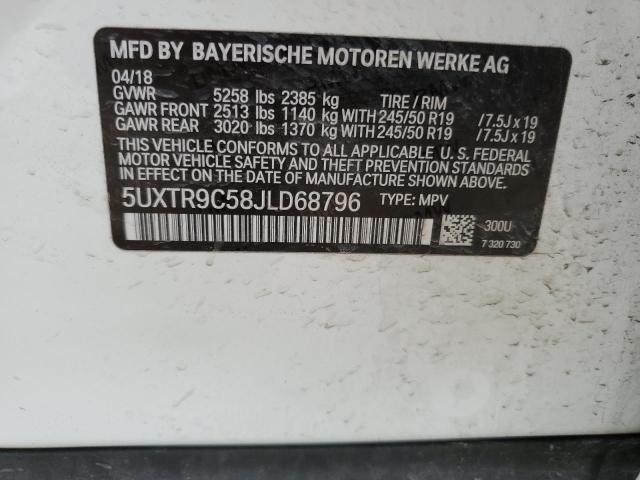 5UXTR9C58JLD68796 - 2018 BMW X3 XDRIVE30I WHITE photo 13