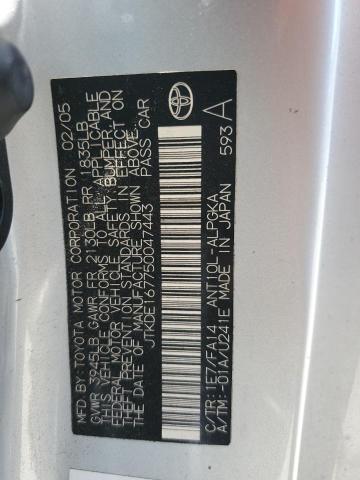 JTKDE167750047443 - 2005 TOYOTA SCION TC 银色 照片 12