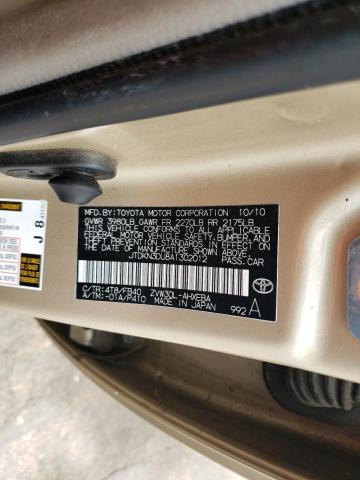 JTDKN3DU8A1302012 - 2010 TOYOTA PRIUS TAN photo 12