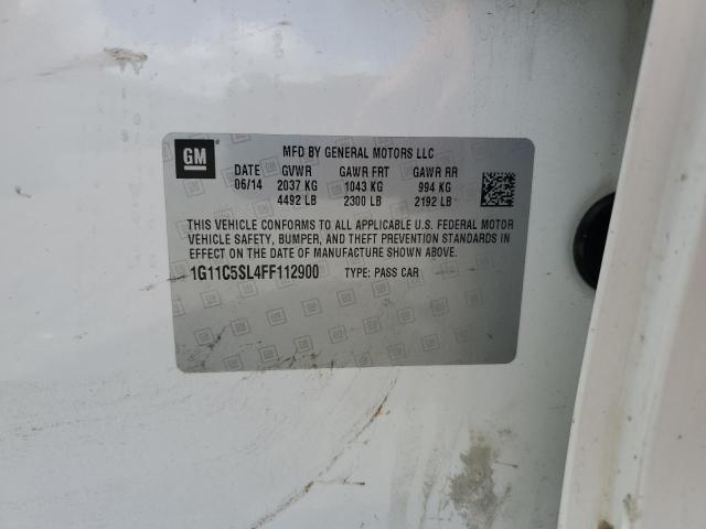 1G11C5SL4FF112900 - 2015 CHEVROLET MALIBU 1LT WHITE photo 13