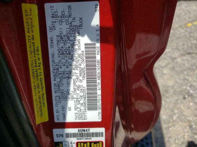 5TFTX4GN8DX022357 - 2013 TOYOTA TACOMA PRERUNNER ACCESS CAB RED photo 12