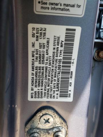 5J6RE4H77AL069165 - 2010 HONDA CR-V EXL BLUE photo 12