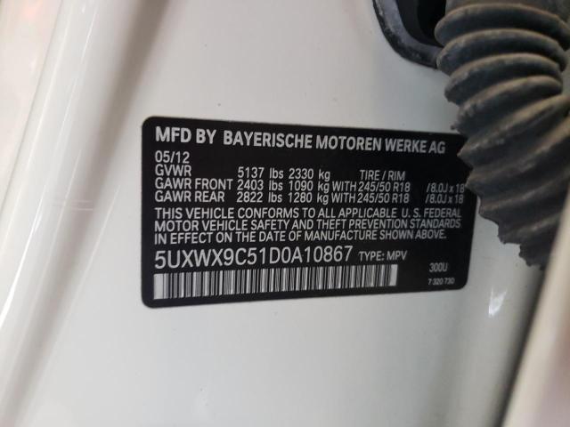 5UXWX9C51D0A10867 - 2013 BMW X3 XDRIVE28I WHITE photo 13