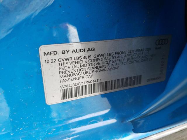 WAUJ3DGY7PA044111 - 2023 AUDI S3 PRESTIGE BLUE photo 12