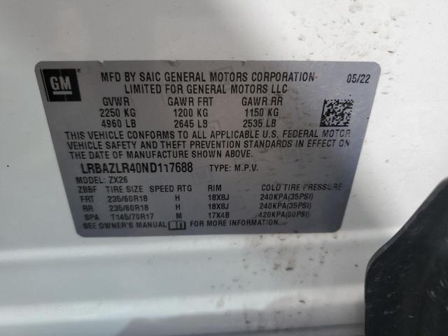 LRBAZLR40ND117688 - 2022 BUICK ENVISION PREFERRED WHITE photo 12