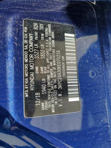 3KPC24A30KE071216 - 2019 HYUNDAI ACCENT SE Синій фото 12