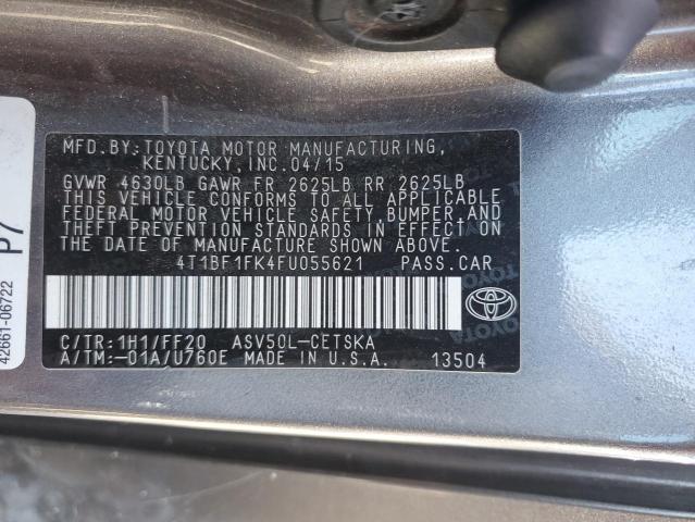 4T1BF1FK4FU055621 - 2015 TOYOTA CAMRY LE GRAY photo 13