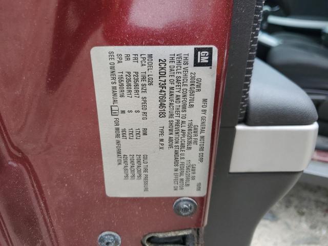 2CKDL73F476046183 - 2007 PONTIAC TORRENT RED photo 12