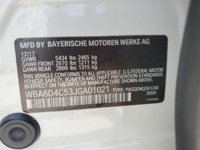WBA6D4C53JGA01021 - 2018 BMW 650 I GRAN COUPE BLACK photo 13