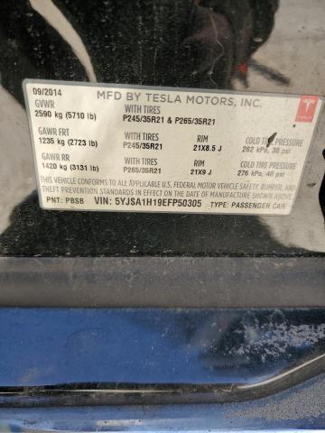 5YJSA1H19EFP50305 - 2014 TESLA MODEL S BLACK photo 13