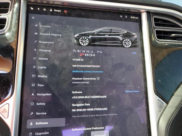 5YJSA1H19EFP50305 - 2014 TESLA MODEL S BLACK photo 9