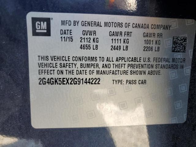 2G4GK5EX2G9144222 - 2016 BUICK REGAL BLUE photo 12