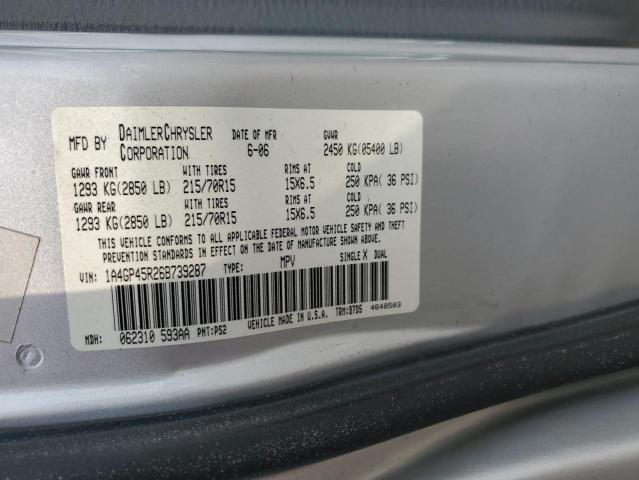 1A4GP45R26B739287 - 2006 CHRYSLER TOWN & COU ვერცხლისფერი ფოტო 14