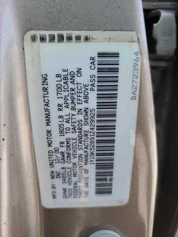 1Y1SK52891Z429925 - 2001 CHEVROLET GEO PRIZM BASE 棕色 照片 12