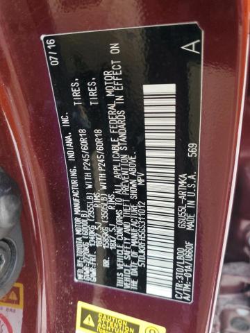 5TDJKRFH5GS311012 - 2016 TOYOTA HIGHLANDER XLE Tünd qırmızı foto 13