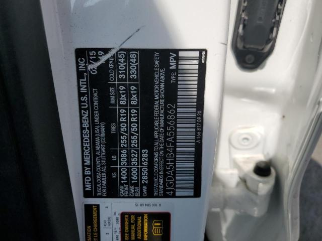 4JGDA5HB4FA556862 - 2015 MERCEDES-BENZ ML 350 4MATIC WHITE photo 12