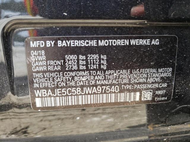 WBAJE5C58JWA97540 - 2018 BMW 540 I GRAY photo 12