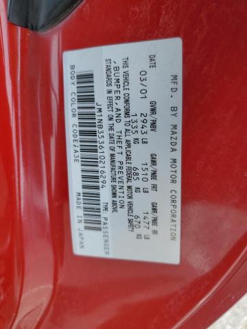 JM1NB353610216294 - 2001 MAZDA MX-5 MIATA BASE RED photo 12
