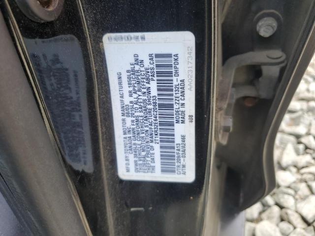 2T1KR32E64C206833 - 2004 TOYOTA COROLLA MATRIX XR BLACK photo 12
