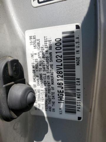 1HGEJ6128VL021000 - 1997 HONDA CIVIC DX SILVER photo 12