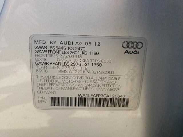 WA1LFAFP3CA120647 - 2012 AUDI Q5 PREMIUM PLUS GRAY photo 13