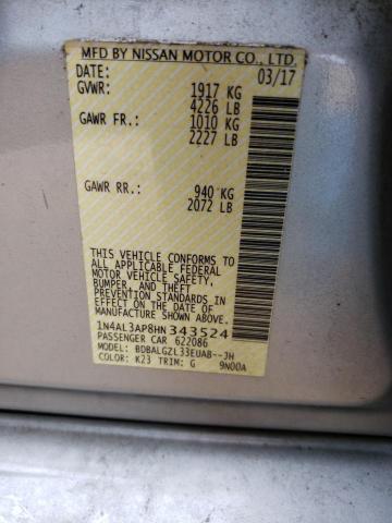 1N4AL3AP8HN343524 - 2017 NISSAN ALTIMA 2.5 SILVER photo 12