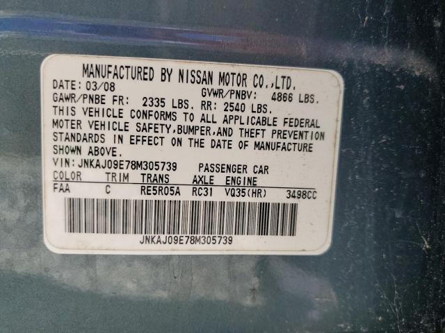 JNKAJ09E78M305739 - 2008 INFINITI EX35 BASE ლურჯი ფოტო 13