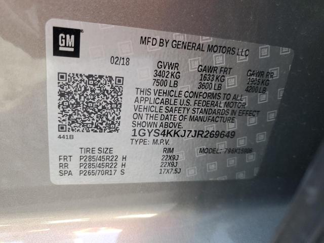 1GYS4KKJ7JR269649 - 2018 CADILLAC ESCALADE ESV PLATINUM ნაცრისფერი ფოტო 13