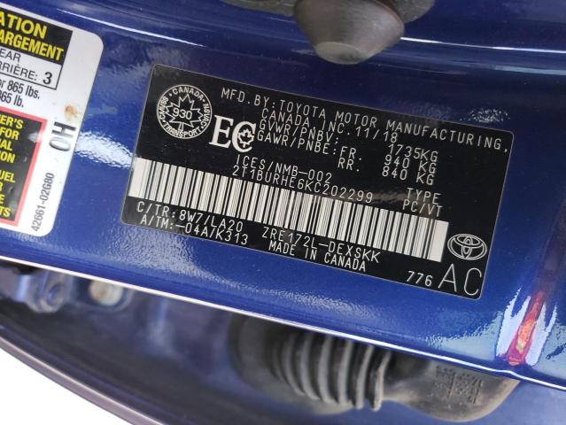 2T1BURHE6KC202299 - 2019 TOYOTA COROLLA L 蓝色 照片 13