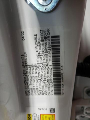 19UUB6F57NA002218 - 2022 ACURA TLX TECH A WHITE photo 12