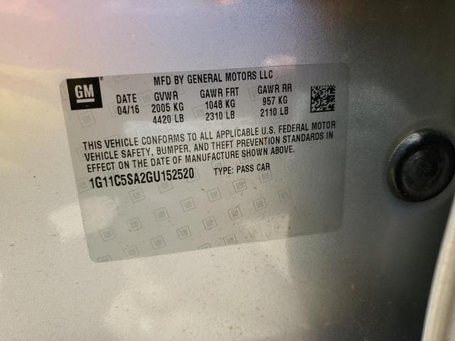 1G11C5SA2GU152520 - 2016 CHEVROLET MALIBU LIM LT Күміс фото 12