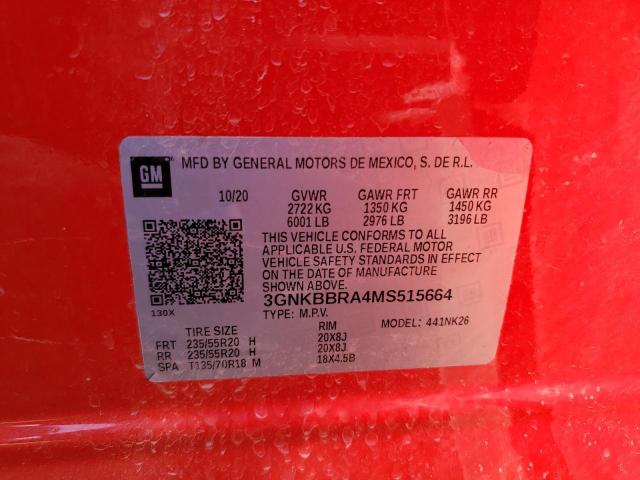 3GNKBBRA4MS515664 - 2021 CHEVROLET BLAZER 1LT RED photo 13