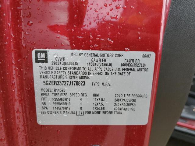 5GZER33727J170823 - 2007 SATURN OUTLOOK SPECIAL ბურგუნდია ფოტო 12