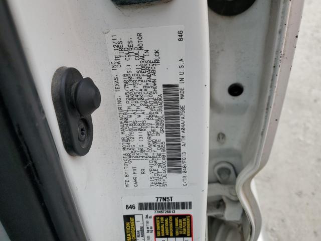 5TFJU4GNXCX016655 - 2012 TOYOTA TACOMA DOUBLE CAB PRERUNNER WHITE photo 12