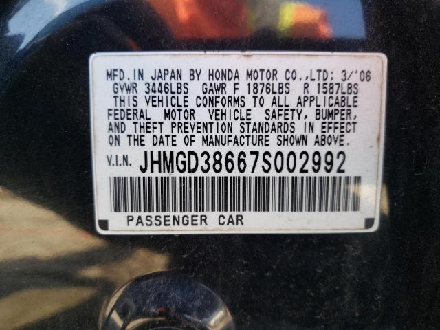 JHMGD38667S002992 - 2007 HONDA FIT S 黑色 照片 12