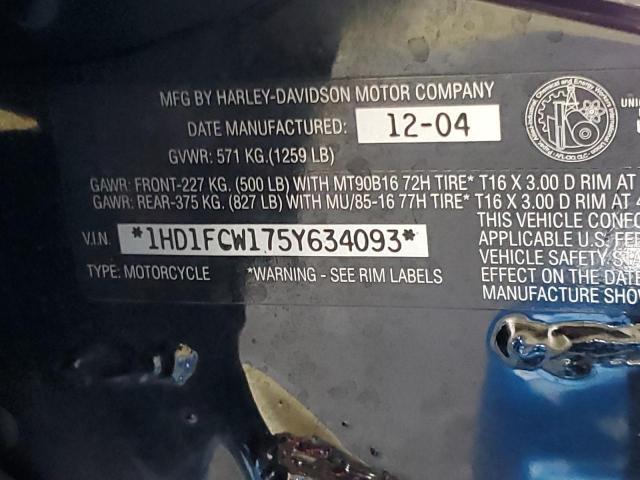 1HD1FCW175Y634093 - 2005 HARLEY-DAVIDSON FLHTCUI 蓝色 照片 10