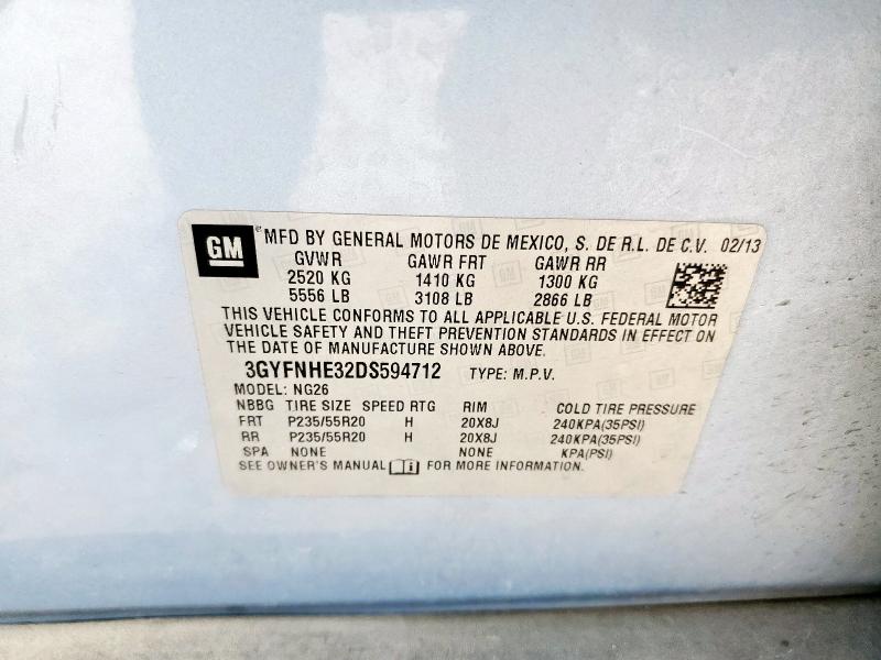 3GYFNHE32DS594712 - 2013 CADILLAC SRX PERFORMANCE COLLECTION BLUE photo 13