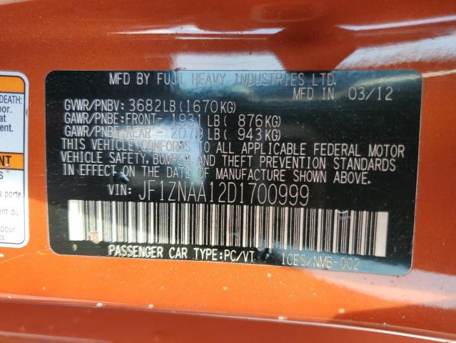 JF1ZNAA12D1700999 - 2013 TOYOTA SCION FR-S ORANGE photo 12