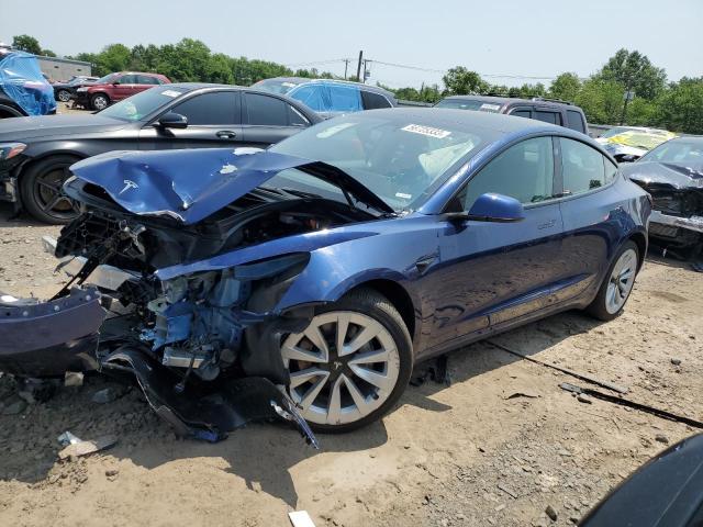 5YJ3E1EA3NF188401 - 2022 TESLA MODEL 3 BLUE photo 1