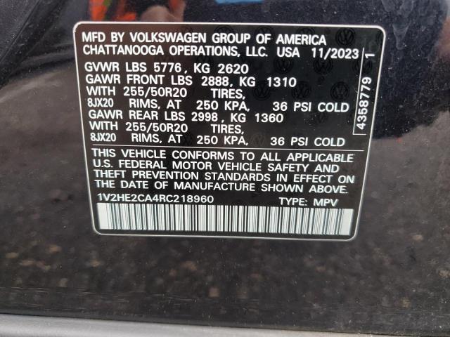 1V2HE2CA4RC218960 - 2024 VOLKSWAGEN ATLAS CROS SE Սև լուսանկար 13