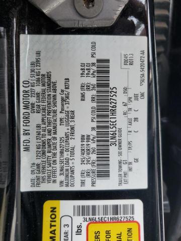 3LN6L5EC1HR627525 - 2017 LINCOLN MKZ RESERVE შავი ფოტო 12